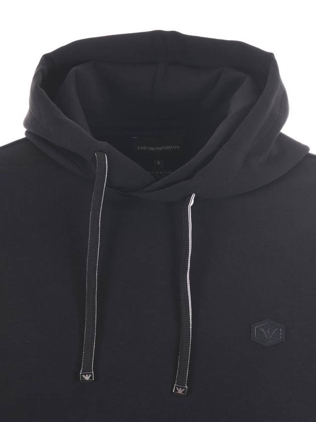 Drawstring Detail Cotton Hoodie Black - EMPORIO ARMANI - BALAAN 5