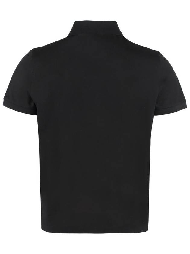 Men's Monogram Cotton Short Sleeve Polo Shirt Black - SAINT LAURENT - BALAAN 3