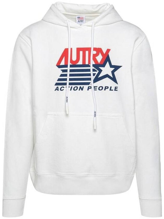 Iconic Logo Print Hoodie White - AUTRY - BALAAN 2