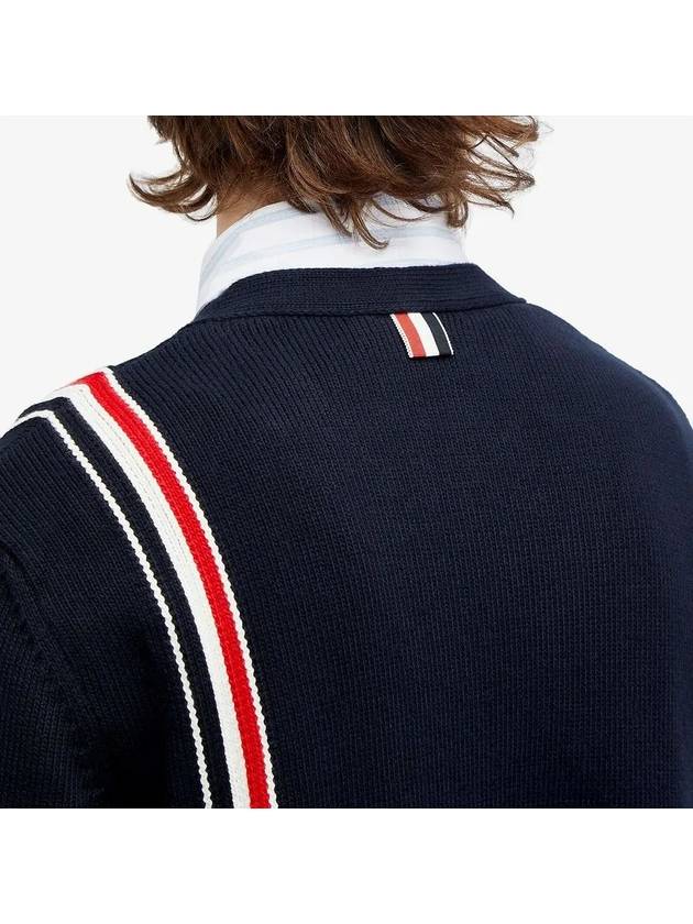 RWB Striped Intarsia Cotton Cardigan Navy - THOM BROWNE - BALAAN 6