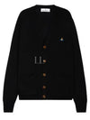 Embroidery Logo Fine Wool Cardigan Black - VIVIENNE WESTWOOD - BALAAN 2