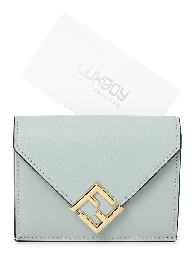 FF Diamond Calf Leather Half Wallet Light Blue - FENDI - BALAAN 8