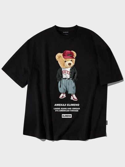 EL Amekaji Bear Overfit Short Sleeve T-Shirt Black - ELIMENO - BALAAN 2