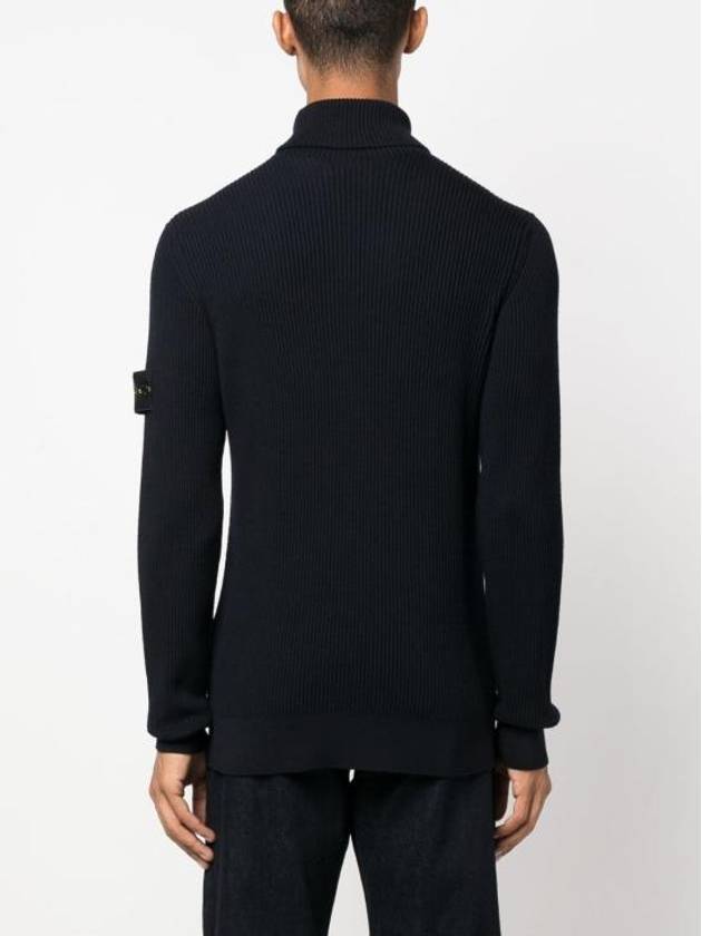 Men's Logo Patch Turtleneck Navy - STONE ISLAND - BALAAN 5