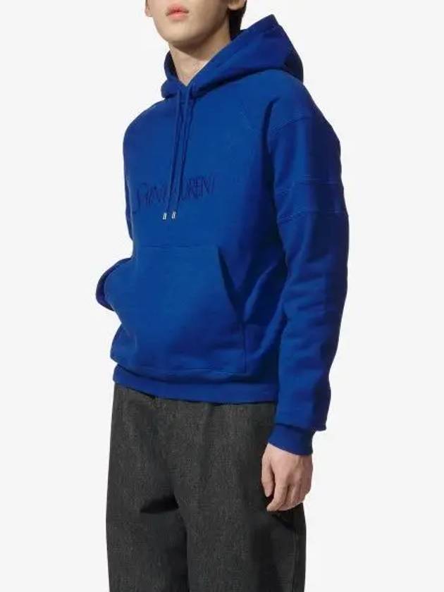 Embroidered Logo Hoodie Blue - SAINT LAURENT - BALAAN 2