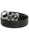 Gancini Buckle Reversible Leather Belt Navy Black - SALVATORE FERRAGAMO - BALAAN 2