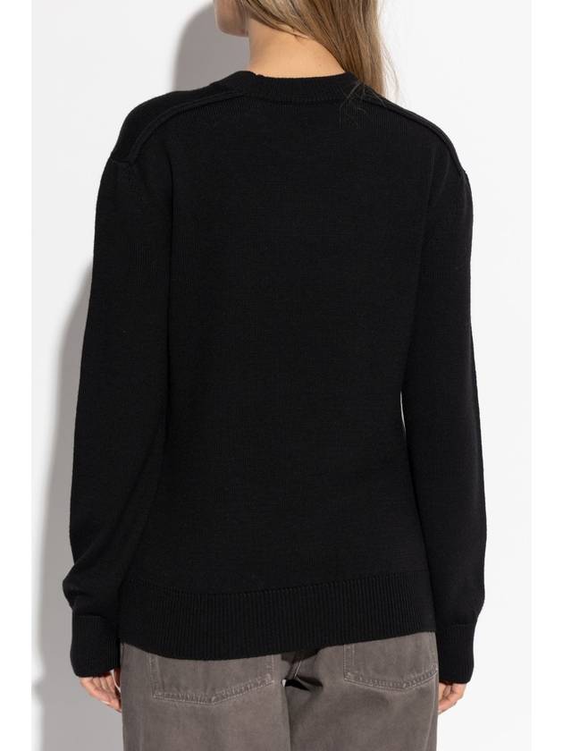 Burberry Wool Sweater With Logo Patch, Women's, Black - BURBERRY - BALAAN 4