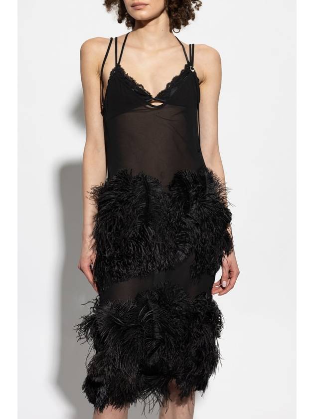 The Attico Dress With Ostrich Feathers, Women's, Black - THE ATTICO - BALAAN 3