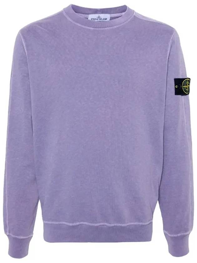 Logo Patch Crew Neck Sweatshirt Purple - STONE ISLAND - BALAAN 3