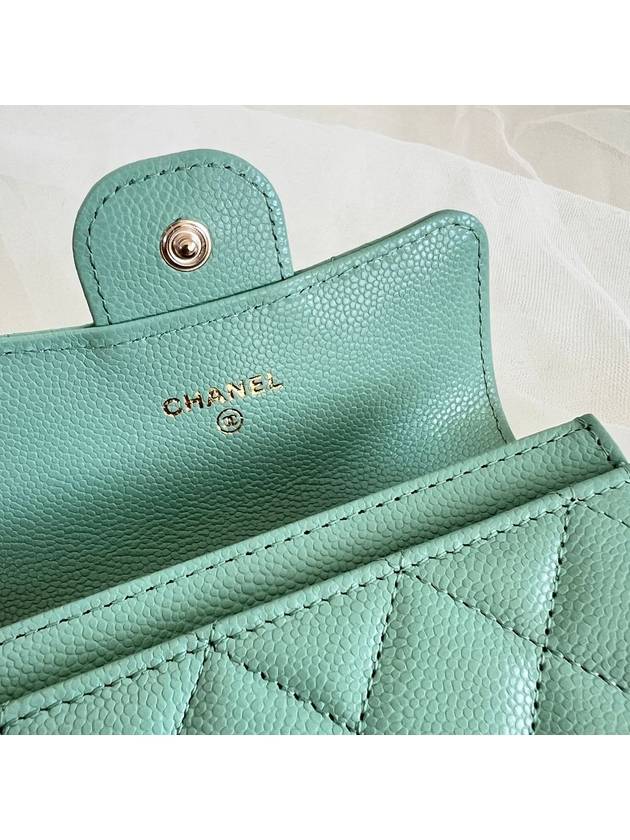 Classic Caviar Flap Card Wallet Light Green - CHANEL - BALAAN 6