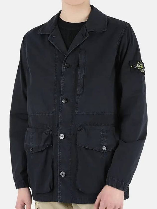 Waffen Patch Brushed Cotton Old Effect Jacket Navy - STONE ISLAND - BALAAN.