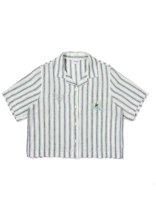 Tokotoco Striped Shirt GREEN WOMAN M3322PTS51GRN - MALBON GOLF - BALAAN 2