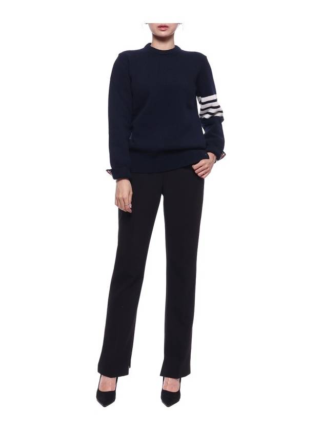 Women's 4 Bar Stripe Lobster Intarsia Merino Wool Knit Top Navy - THOM BROWNE - BALAAN 4