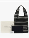 Braided Logo Print Tote Bag Black - SALVATORE FERRAGAMO - BALAAN 4