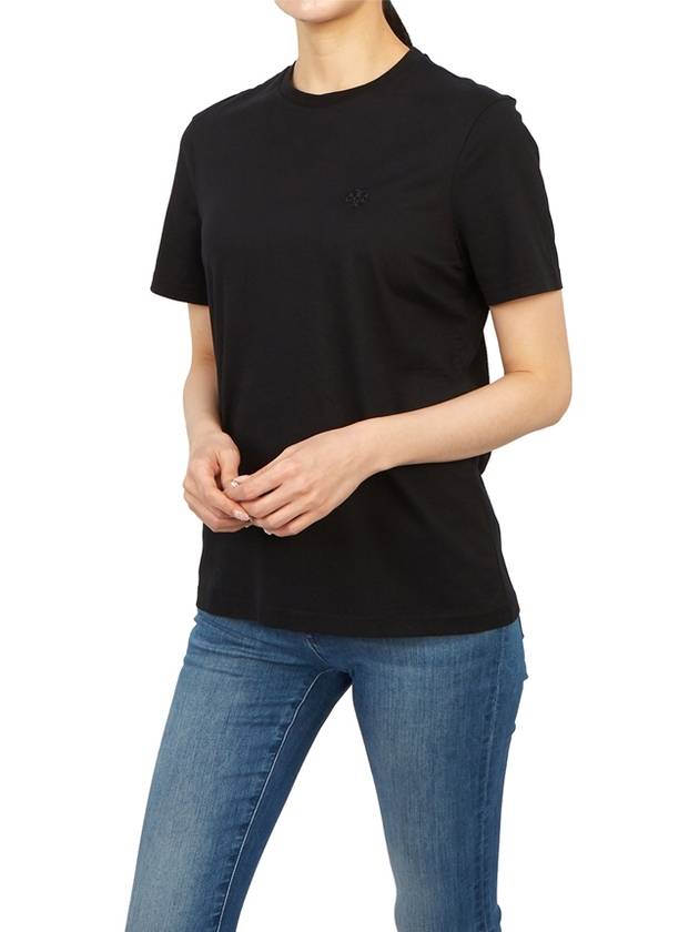 Embroidered Logo Cotton Short Sleeve T-Shirt Black - TORY BURCH - BALAAN 6