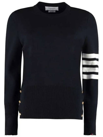 4-Bar Milano Stitch Crew Neck Knit Top Navy - THOM BROWNE - BALAAN 2