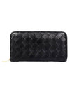 Intrecciato Zipper Around Long Wallet Black - BOTTEGA VENETA - BALAAN 2