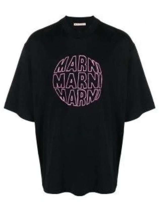 Circular Logo Short Sleeve T-Shirt Black - MARNI - BALAAN 2