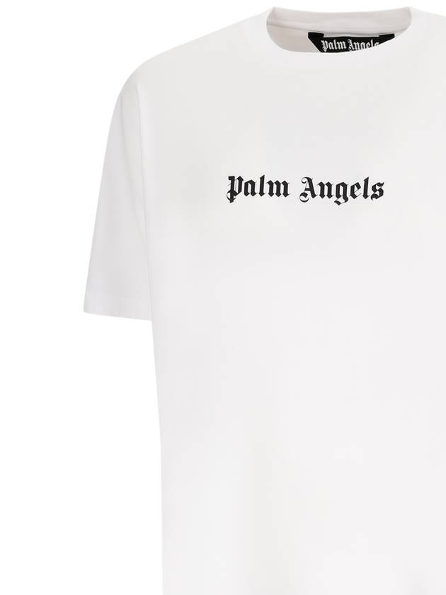 Logo Cotton Short Sleeve T-Shirt White - PALM ANGELS - BALAAN 4