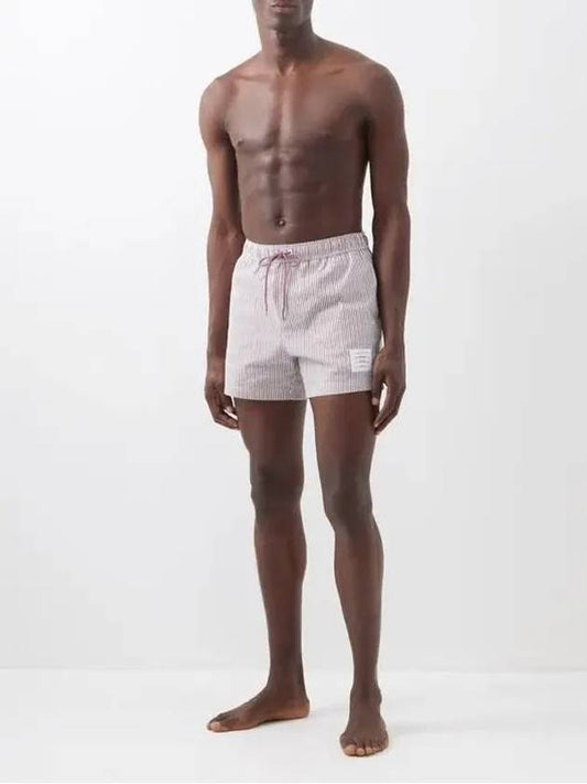 Tricolor Red Striped Seersucker Swim Pants Swimsuit - THOM BROWNE - BALAAN 2