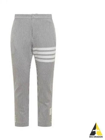 Diagonal Seersucker Loopback Cotton Pants Light Gray MJQ165A J0063 - THOM BROWNE - BALAAN 1