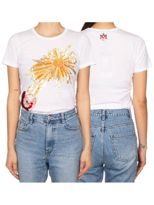 Nanilux sequin flower printing t shirt 445464 QHZA6 0900 - ALEXANDER MCQUEEN - BALAAN 1