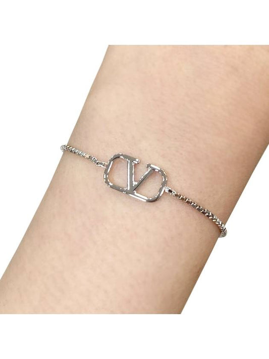 V Logo Bracelet Silver - VALENTINO - BALAAN 2