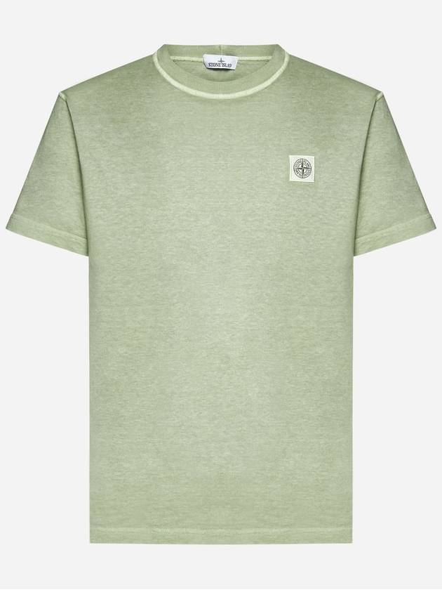 Pisato Effect Logo Patch Short Sleeve T-Shirt Green - STONE ISLAND - BALAAN 2