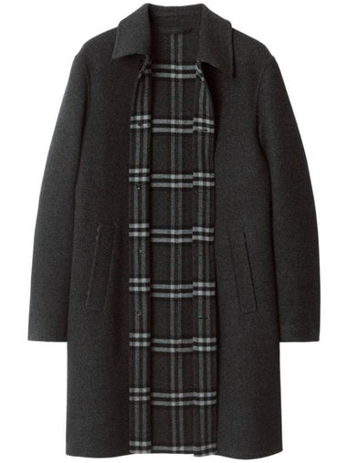 Worthing Mid Length Wool Car Single Coat Charcoal - BURBERRY - BALAAN 1