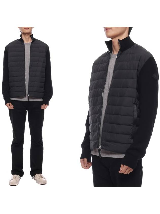 Padded Wool Cashmere Zip-Up Cardigan Black - MONCLER - BALAAN 2