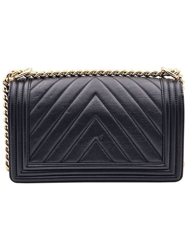 Chanel A67086 Black Calfskin Gold Boy Medium Flap Shoulder Bag 23rd - CHANEL - BALAAN 4