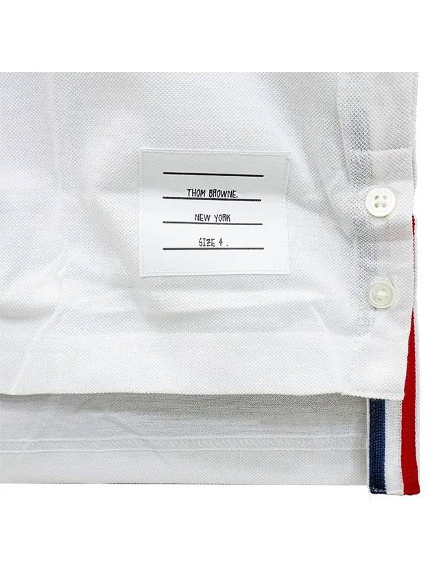 Men's Three Stripes Pocket Mercerized Short Sleeve Polo Shirt White - THOM BROWNE - BALAAN 6