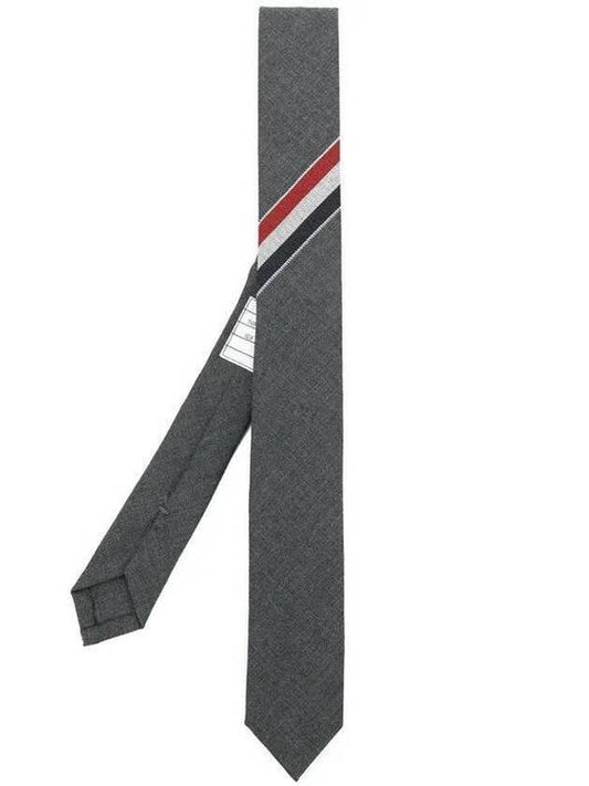 Three-Line Engineer Stripe Wool Neck Tie Dark Grey - THOM BROWNE - BALAAN 2