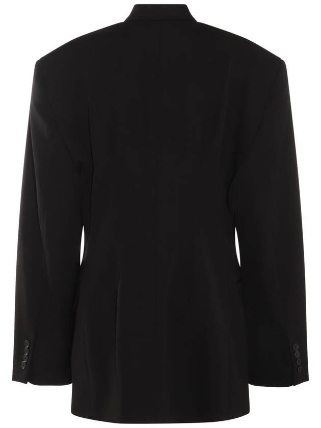 Cinched Double Breasted Wool Jacket Black - BALENCIAGA - BALAAN 4