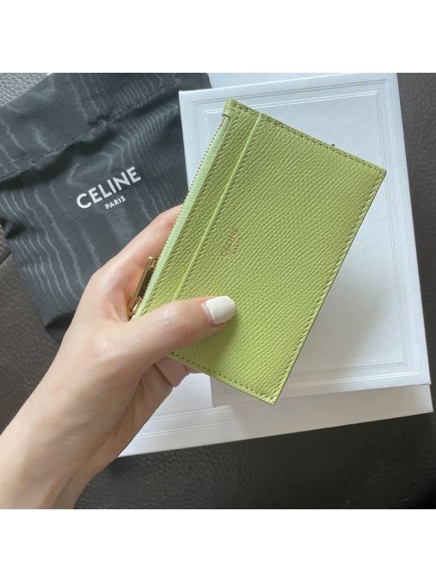 Zipper Grained Calfskin Card Wallet Light Jade - CELINE - BALAAN 6