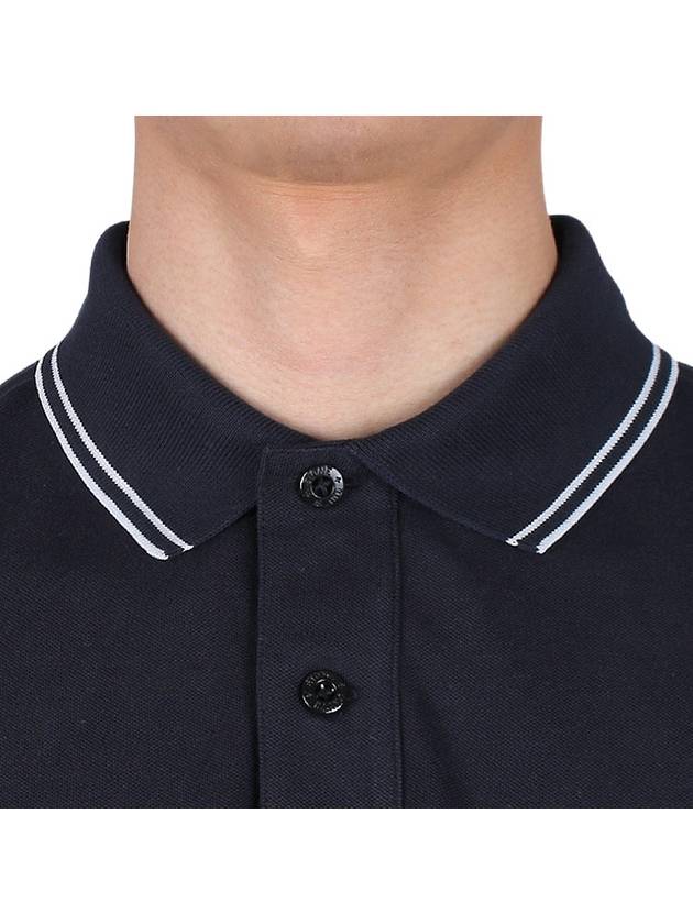 Men's Embroidered Logo Stretch Cotton Polo Shirt Navy - STONE ISLAND - BALAAN 6