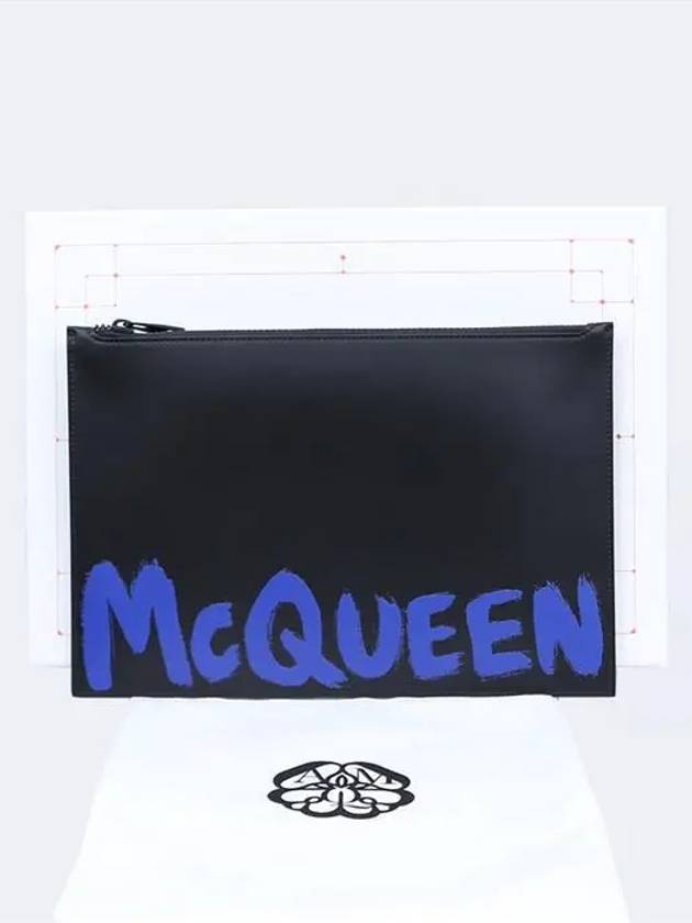 Graffiti Leather Clutch Bag Black - ALEXANDER MCQUEEN - BALAAN 5