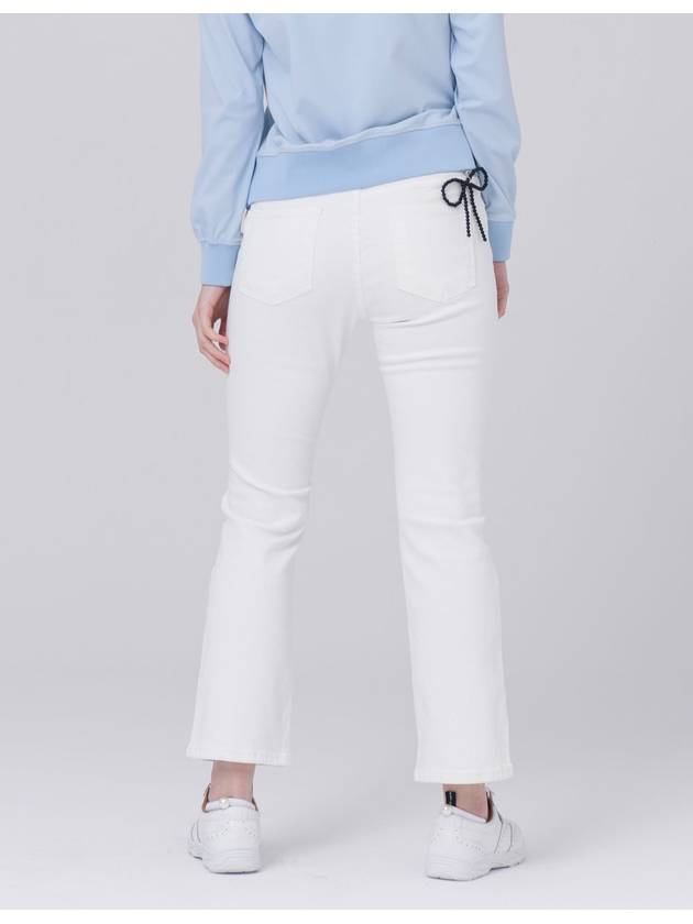 Waist Banding Cotton Span 8-quarter Semi Boot Cut White Pants DO3242PT66 1 - DOYOUKNOWMC GOLF WEAR - BALAAN 4