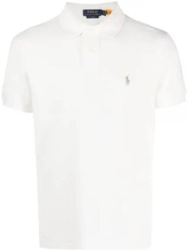 Embroidered Pony Logo Brown Polo Shirt White - POLO RALPH LAUREN - BALAAN 2