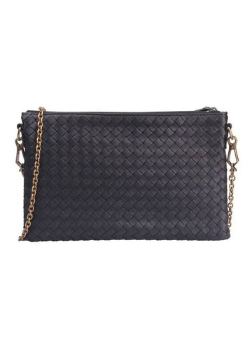 Intrecciato Chain Crossbody Bag Black - BOTTEGA VENETA - BALAAN 1