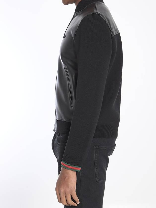 Knit leather jacket black - GUCCI - BALAAN 4