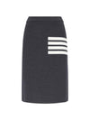 Women's Fine Merino Wool 4 Bar Stitch Pencil Skirt Dark Grey - THOM BROWNE - BALAAN 2