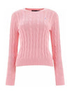 Embroidered Logo Pony Cable Knit Top Pink - POLO RALPH LAUREN - BALAAN 2