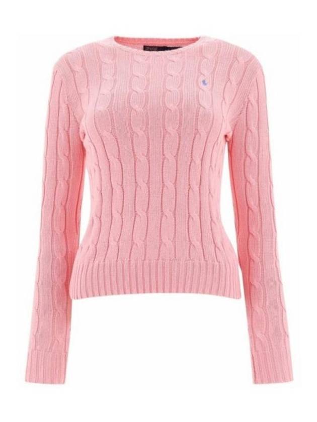 Embroidered Logo Pony Cable Knit Top Pink - POLO RALPH LAUREN - BALAAN 2