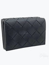 Intrecciato Tri-Fold Half Wallet Black - BOTTEGA VENETA - BALAAN 2