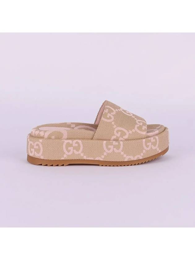 Jumbo GG Platform Slipper Beige Light Pink - GUCCI - BALAAN 3