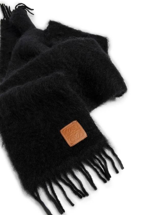 Anagram Fringe Mohair Scarf Black - LOEWE - BALAAN 3