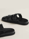 Hermes Chypre H Logo Calfskin Sandals Black - HERMES - BALAAN 7