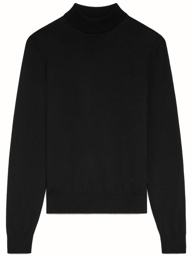 Triomphe High Collar Wool Knit Top Black - CELINE - BALAAN 2