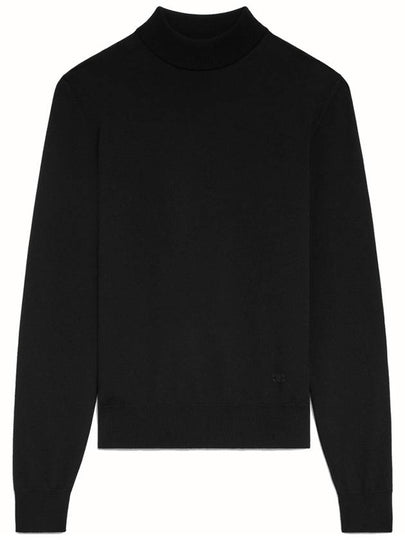 Triomphe High Collar Wool Knit Top Black - CELINE - BALAAN 2